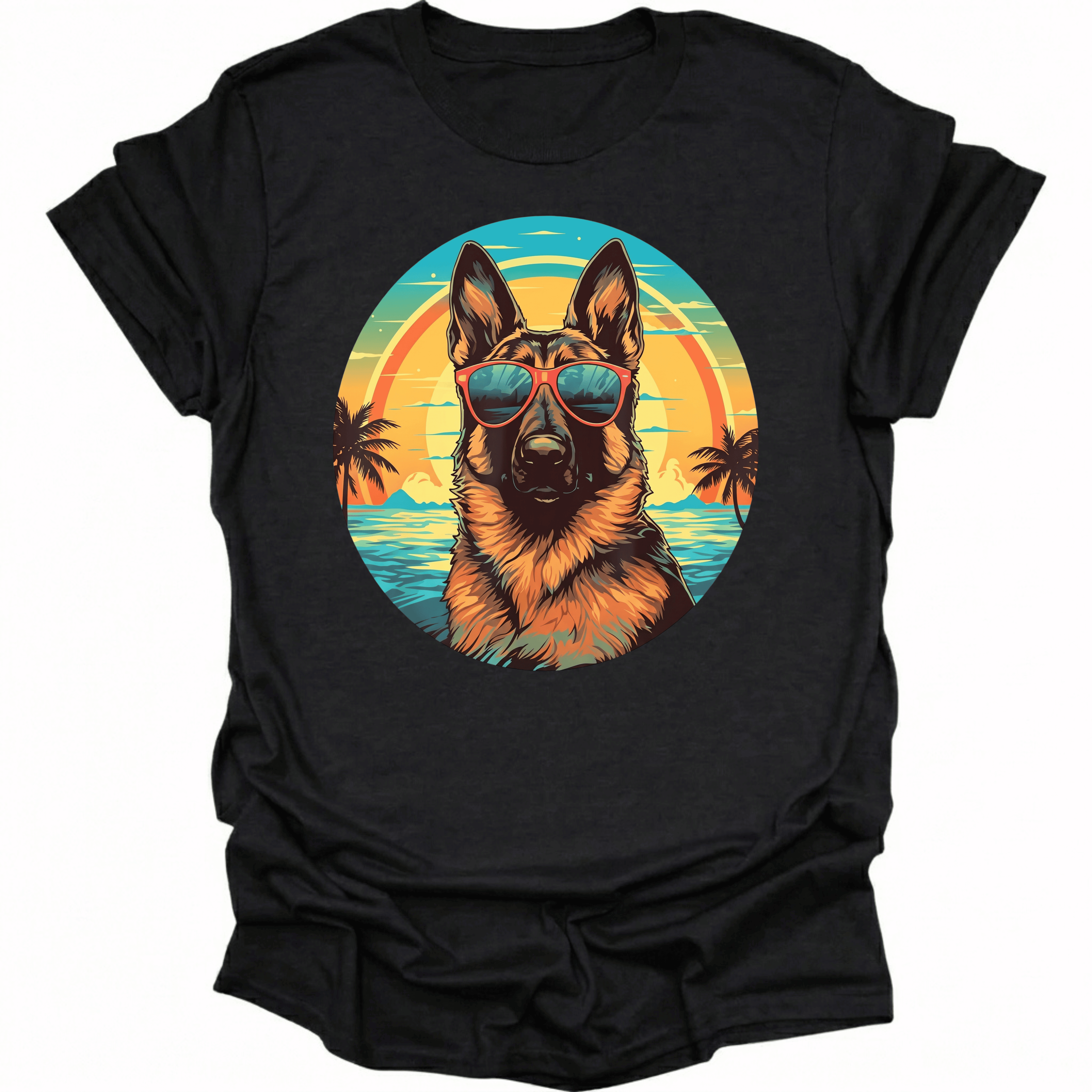 German Shepherd Retro Beach