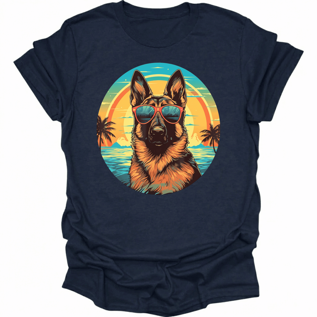 German Shepherd Retro Beach