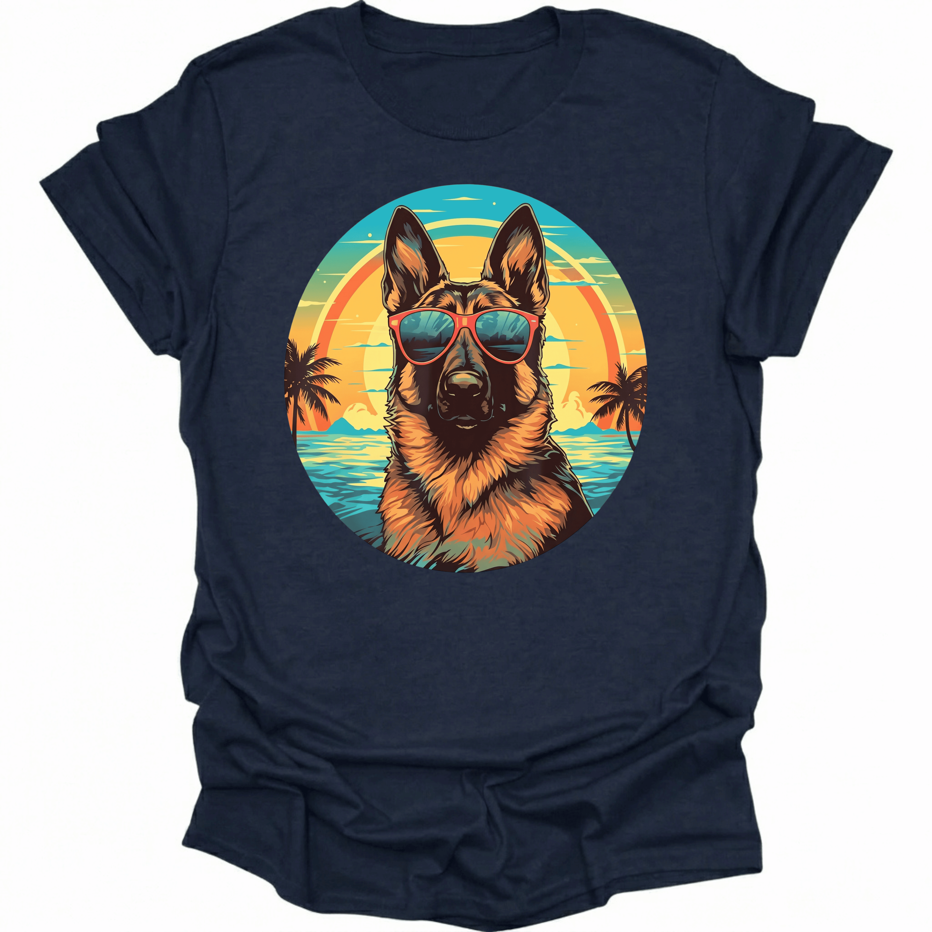 German Shepherd Retro Beach