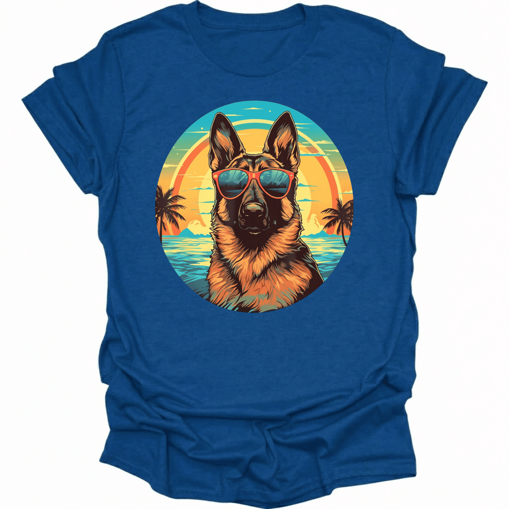 German Shepherd Retro Beach