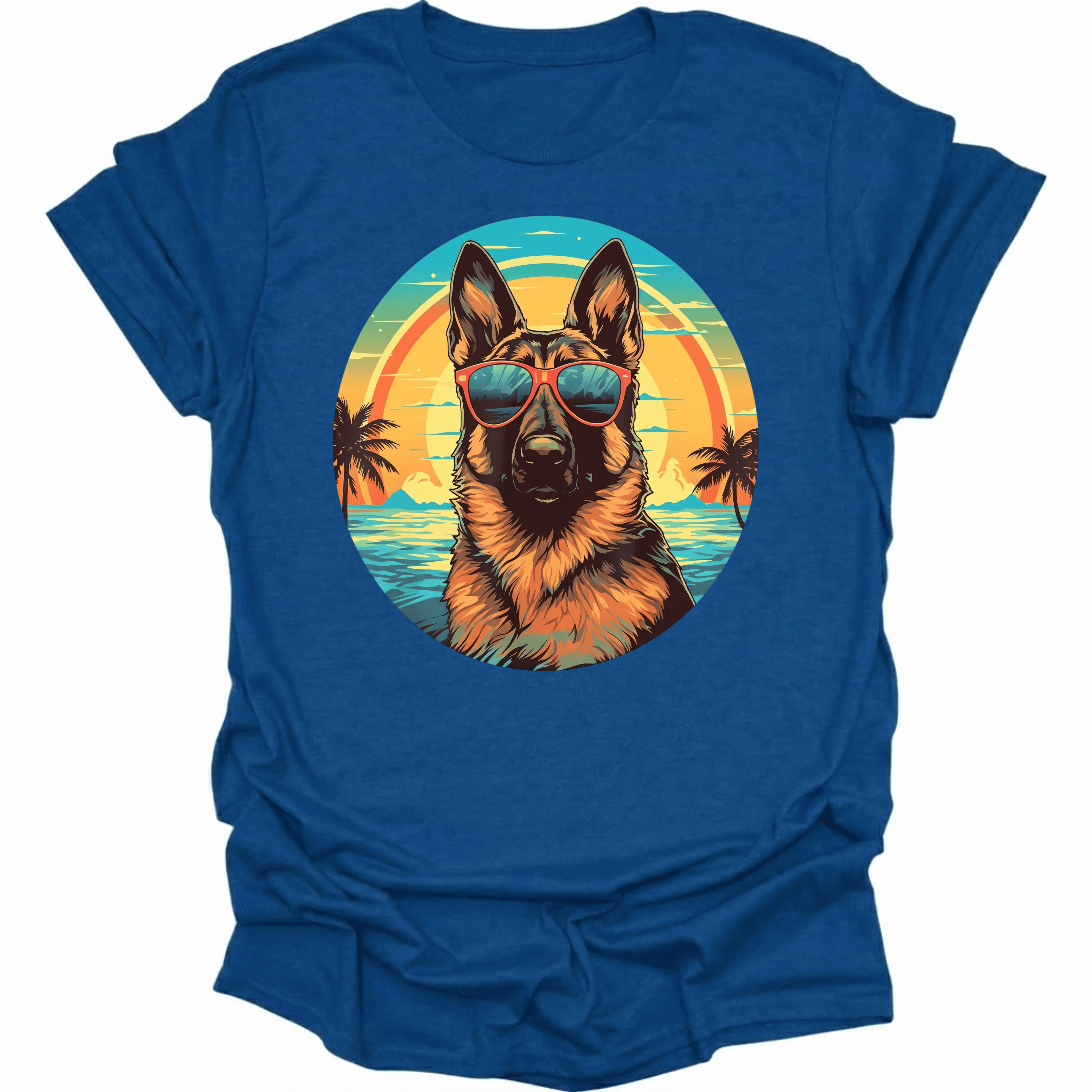German Shepherd Retro Beach