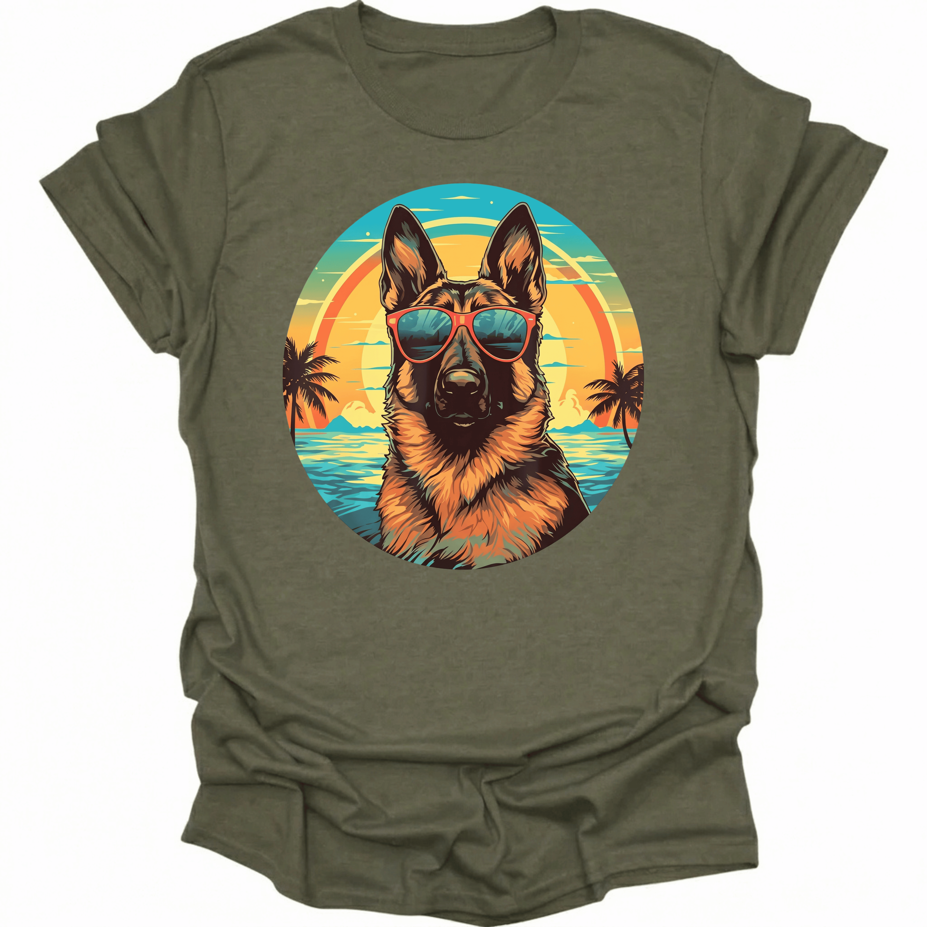 German Shepherd Retro Beach