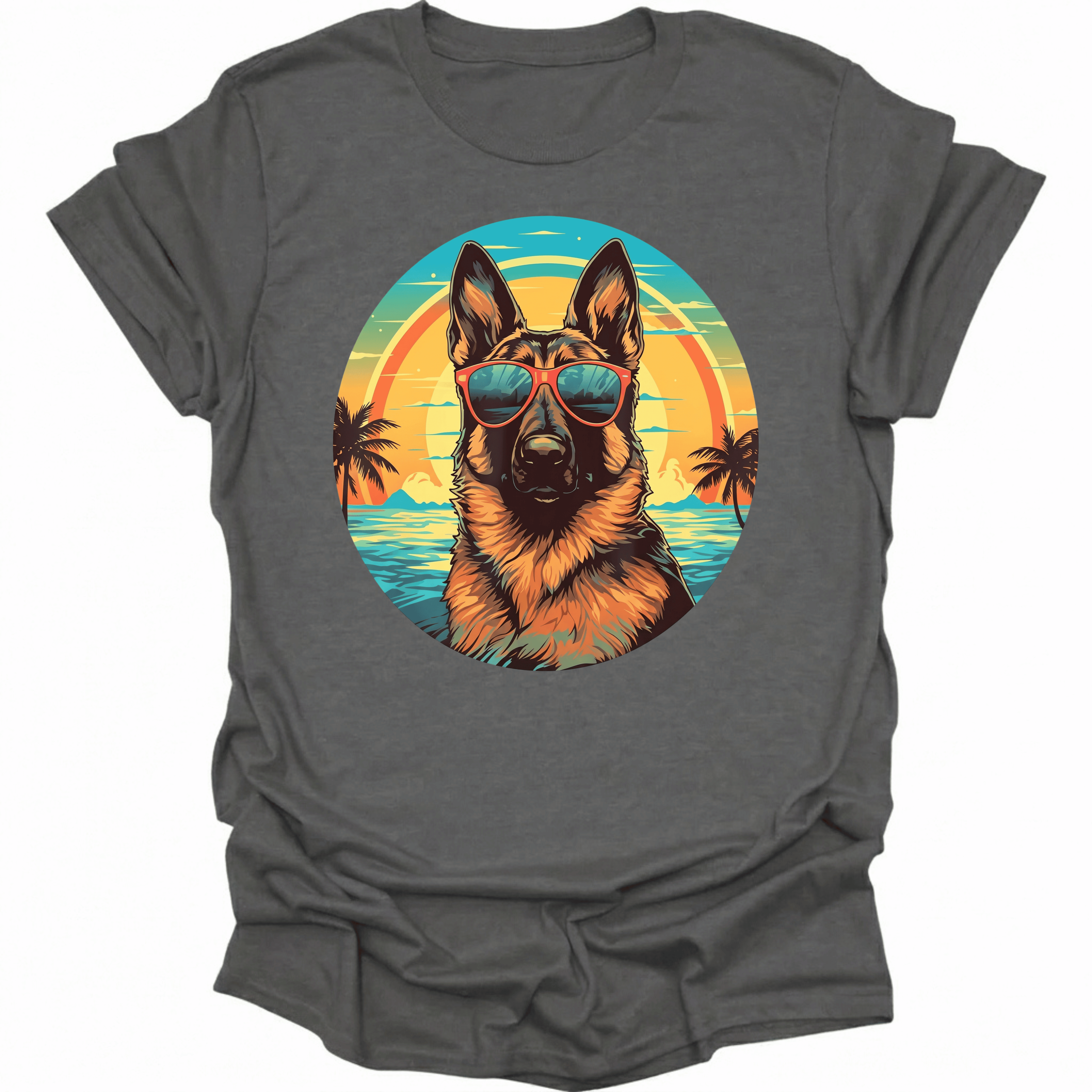 German Shepherd Retro Beach