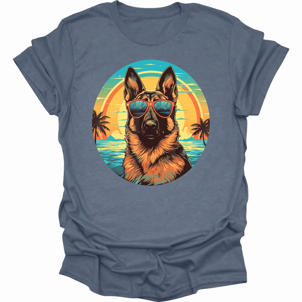 German Shepherd Retro Beach