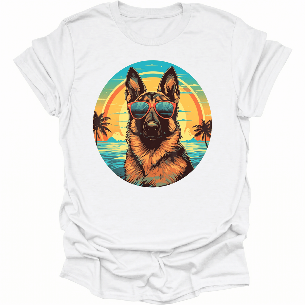 German Shepherd Retro Beach