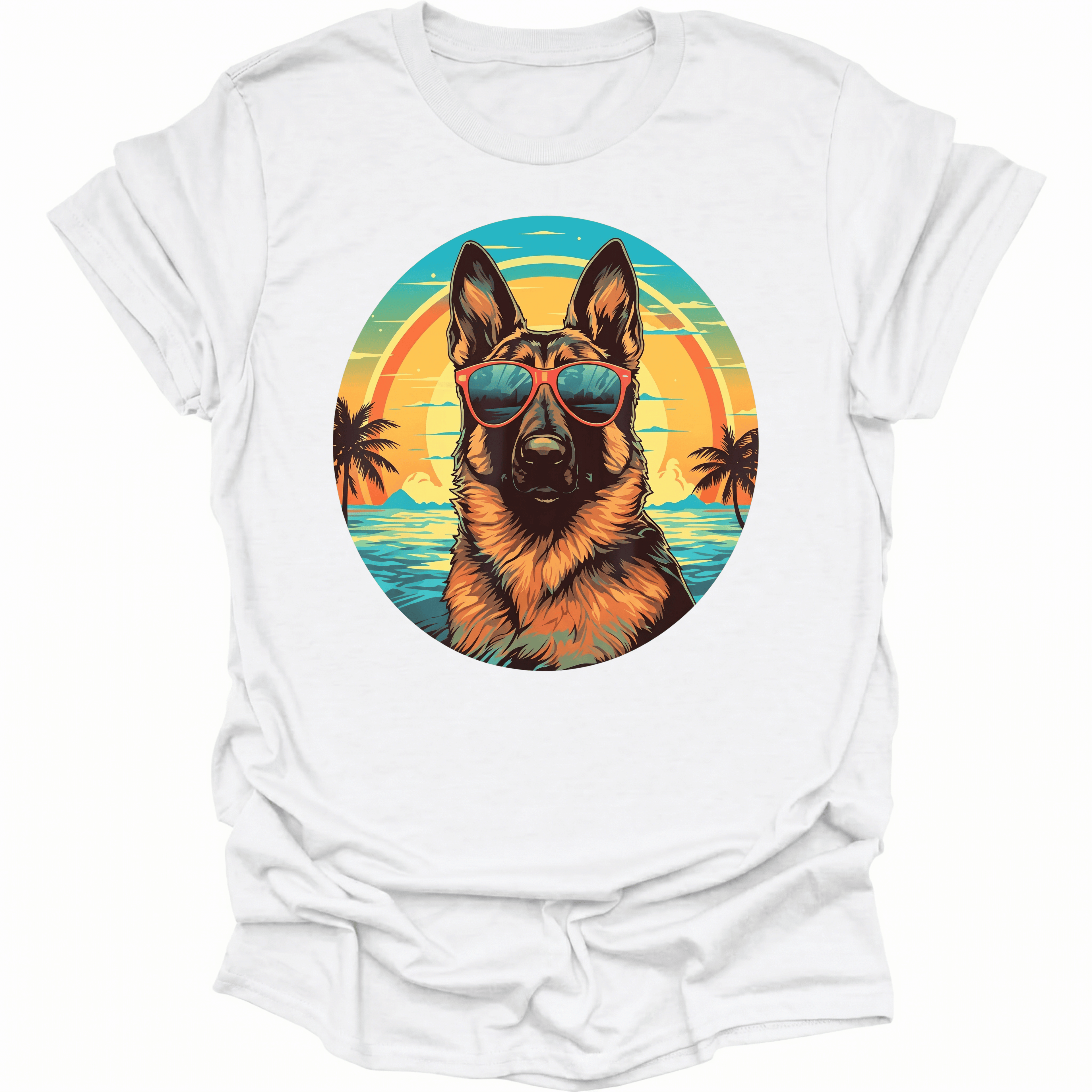 German Shepherd Retro Beach