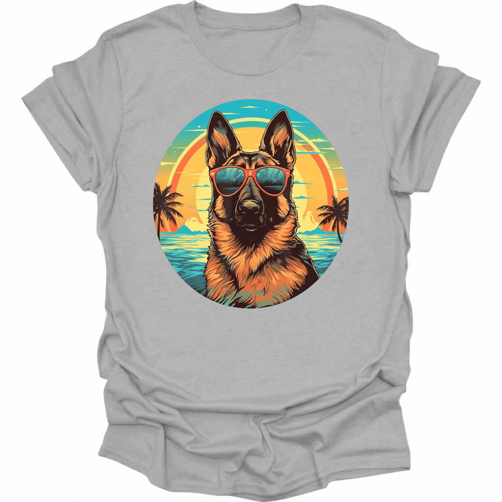 German Shepherd Retro Beach